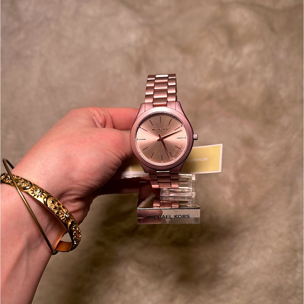 NWT Michael Kors Women's Slim Runway Aluminum Wrist Watch